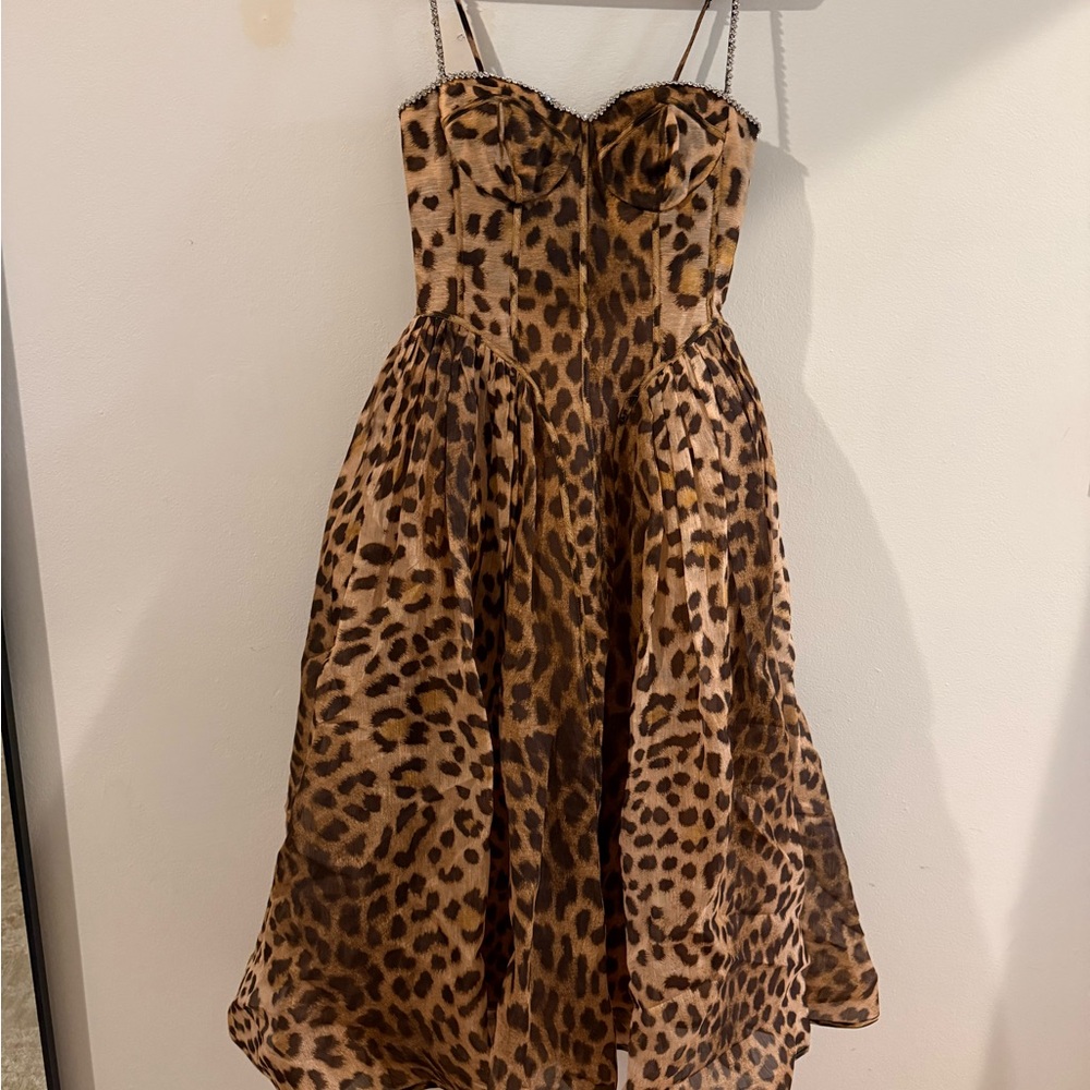 Zimmermann Crush Panelled Leopard Midi Dress - Picture 4 of 10